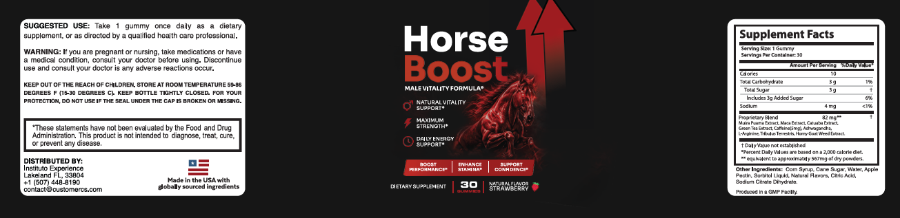Horse Boost supplement facts label