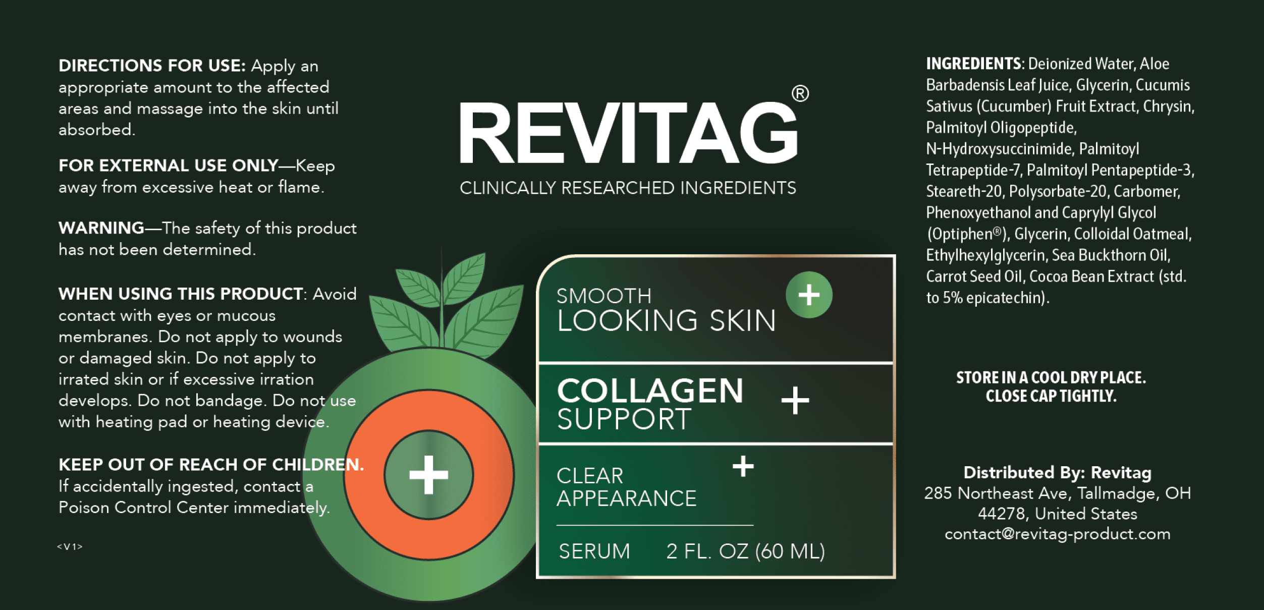 ReviTag supplement facts label