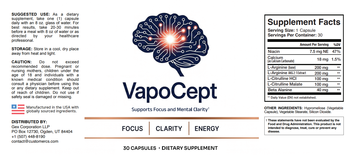 Supplied VapoCept product label reference