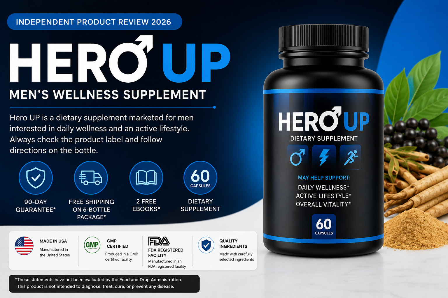Hero UP men's dietary supplement bottle
