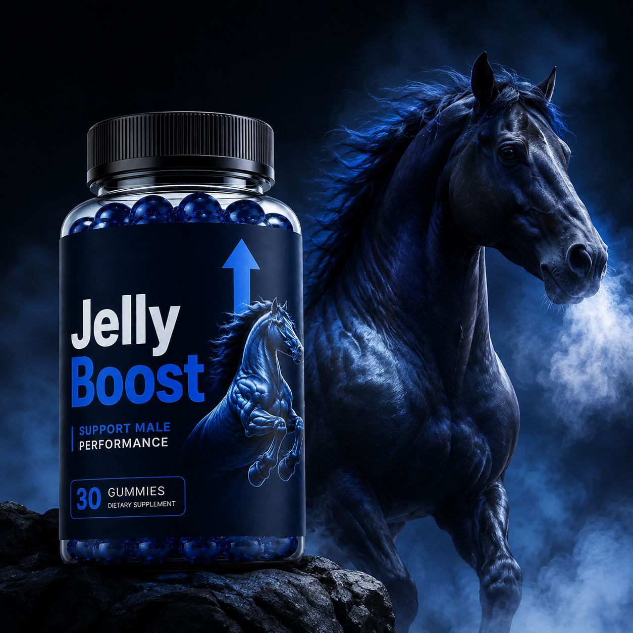 JellyBoost brand visual with horse imagery