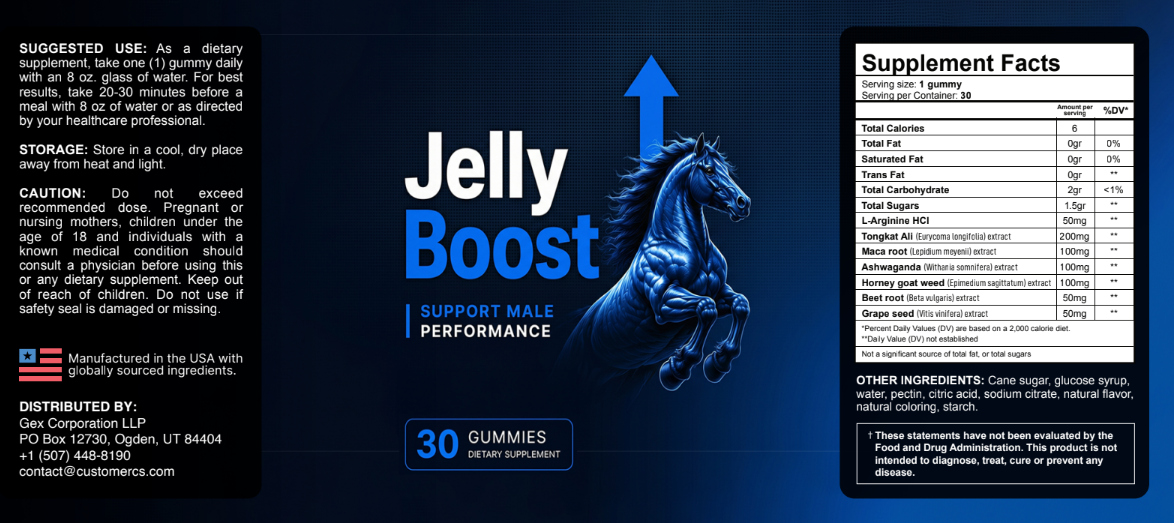 JellyBoost Supplement Facts label